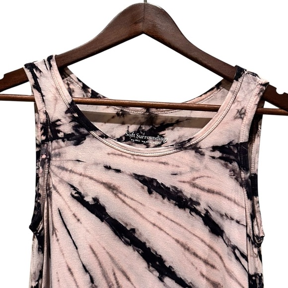 Soft Surroundings Timely Pink Tie Dye Asymmetrical Tunic Tank Top Blouse Size XS - Picture 2 of 6